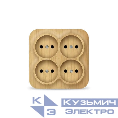 Розетка 4-м ОП 10А IP20 квадрат. без заземл. сосна IONICH 1458
