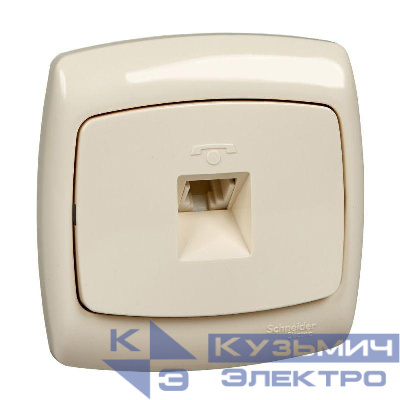 Розетка телефонная 1-м СП Рондо RJ11 сл. кость SchE RT-4S-SI (РТ-4С-си)