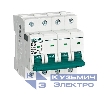 Выключатель автоматический модульный 4п C 6А 6кА ВА-103M без теплозащиты DEKraft 12527DEK
