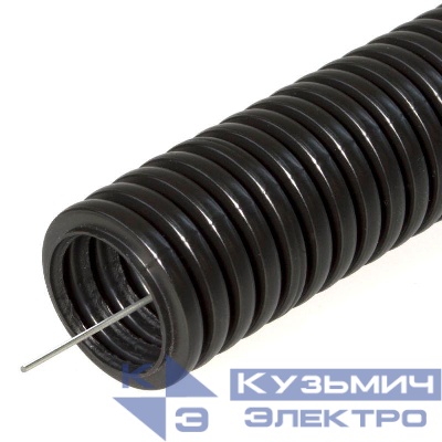 Труба гофрированная ПНД d40мм с протяжкой безгалоген. (HF) черн. (уп.15м) Промрукав PR.024051