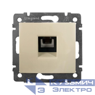 Розетка телефонная 1-м СП Valena RJ11 4 контакт. механизм сл. кость Leg 774338