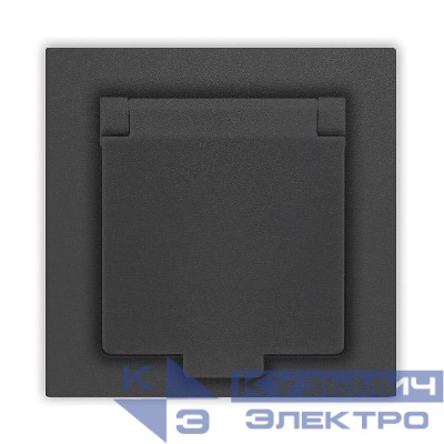 Розетка 1-м СП Афина 16А IP20 с заземл. с крышкой в сборе графит Universal A0029-Gr