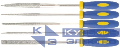 Набор надфилей алмазных мягкая ручка 3х140/50мм (уп.5шт) FIT 42173