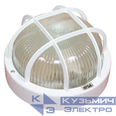 Светильник "Банник" 1302 НПП 03-60-014 IP54 круг малый с решеткой бел. пласт. ГИ Элетех 1005500882