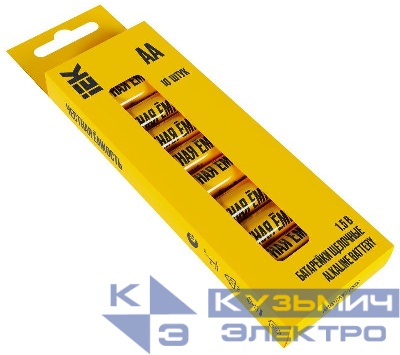 Элемент питания алкалиновый AA/LR6 Alkaline бокс (уп.10шт) IEK ABT-LR06-OP-B10
