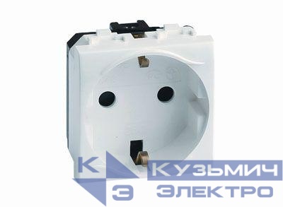 Розетка 1-м СП 2мод. Brava 16А IP20 с заземл. защ. шторки сл. кость DKC 75482S