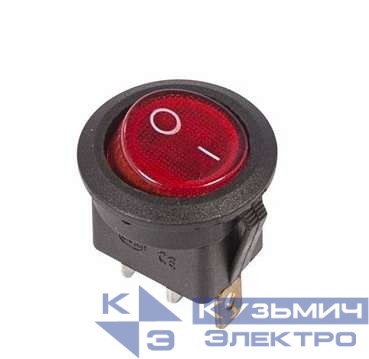 Выключатель клавишный круглый 250В 6А (3с) ON-OFF красн. с подсветкой (RWB-214 SC-214 MIRS-101-8) Rexant 36-2570