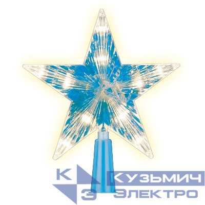 Украшение светодиодное ULD-H1515-010/STB/2AA WARM WHITE STAR-2 для елки 15см на батарейках (не в компл.) 10 светодиод. тепл. бел. свет прозр. провод Uniel UL-00005761