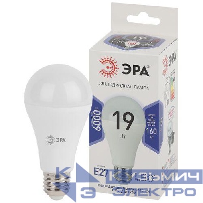 Лампа светодиодная A65-19W-860-E27 грушевидная 1520лм ЭРА Б0031704