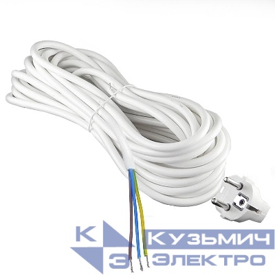 Шнур сетевой с вилкой 5м с заземл. 10А ПВС 3х1 бел. DOMTOK 2779