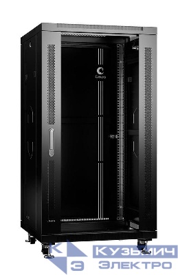 Шкаф монтажный телекоммуникационный напольный SH-05C-22U60/80-BK 19дюйм для распред. и серверн. оборудования 22U 600х800х1166мм передн. стеклян. и задн. сплошн. метал. двери ручка с замком черн. (RAL 9004) Cabeus 8572c