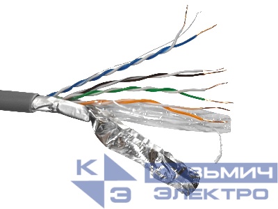 Кабель FTP4 cat.5е Cu нг(А)-HF LSZH NETKO Optima Silver, одножильный, 305м, Проходит Fluke тест, серый