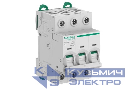 Выключатель автоматический 3п C 3А 6кА Systeme9 400В SE S9F22303