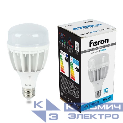 Лампа светодиодная LB-65 50Вт T100 6400К E27-E40 230В FERON 25539