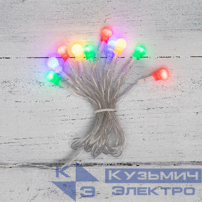 Гирлянда светодиодная "Шарики" 1.5м 10LED мультиколор 0.1Вт IP20 провод ПВХ прозр. элементы питания 2хAA (не в компл.) Neon-Night 303-092