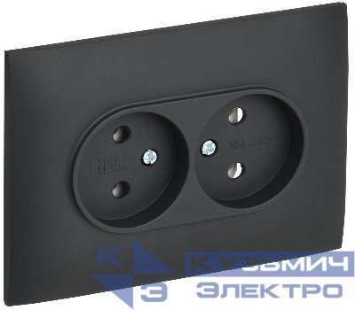 Розетка 2-м SKANDY 10А без заземл. без защ. шторок в сборе SK-R10G графит IEK SK-R20-10-K53-F