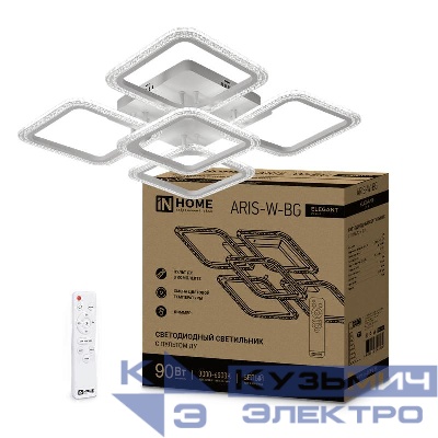 Светильник светодиодный ELEGANT ARIS-W-BG 90Вт 230В 3000-4000-6500К 7000лм 600х600х110мм ПУ бел. IN HOME 4690612043258