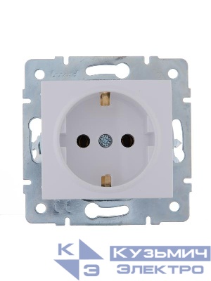 Розетка 1-м СП Karina с заземл. керамика механизм бел. LEZARD 707-0288-122