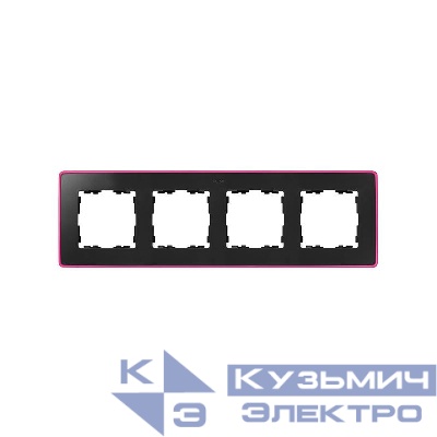 Рамка 4-м Simon82 Detail графит; основание неоново-роз. Simon 8201640-261