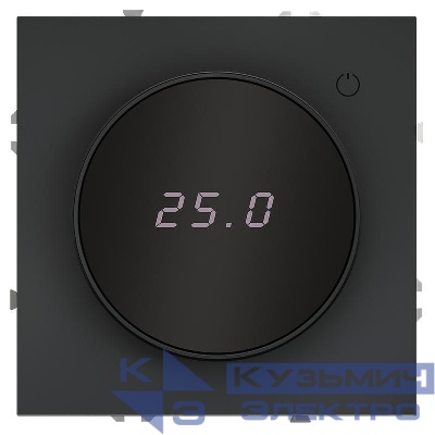 Терморегулятор электронный S70 с индикацией и датчиком для теплого пола механизм графит Voltum VLS070107