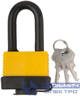 Замок навесной всепогодный 50х36мм длинная стальная дужка 9мм FIT 67194