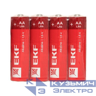 Элемент питания алкалиновый AA/LR6 (уп.4шт) EKF LR6-SR4