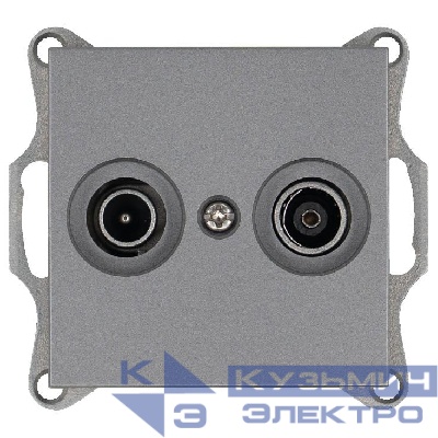 Розетка телевизионная проходная TV + FM 2-м Ф9.5мм механизм алюм. Jasmart G6205S