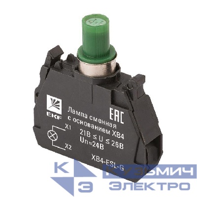 Лампа сменная с основанием XB4 зел. 24В PROxima EKF XB4-ESL-G