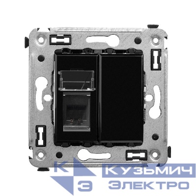 Розетка телефонная 1-м СП Avanti "Черный квадрат" RJ12 DKC 4402313