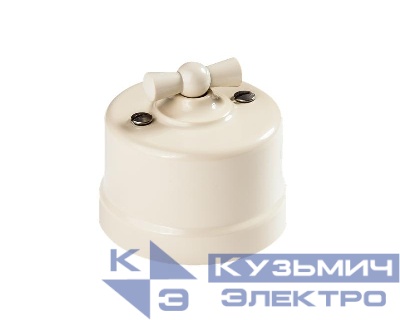 Выключатель поворотный 2-кл. ОП Лизетта 10А IP20 ретро 4 полож. ABS-пластик сл. кость Bironi B1-202-211