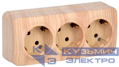 Розетка 3-м ОП GLORY РС23-3-ХС 16А с заземл. сосна IEK ERH31-K34-16