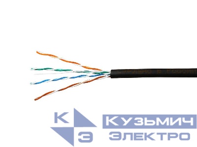 Кабель Skynet Standard UTP4 cat.5е, одножильный, 305м, Cu, Проходит Fluke тест, для наружных работ, черный