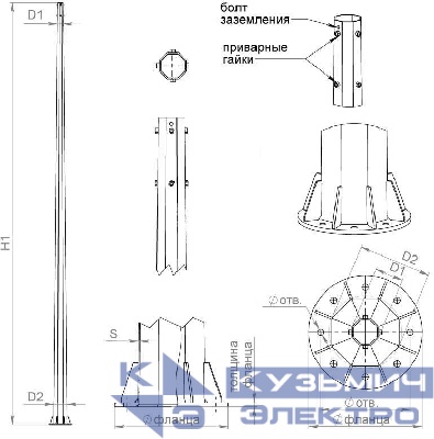 Комплект крепежа для ОСф/ОГСф-0;4 (болт М20х160 кл. пр. 8.8 - 8шт; гайка М20 - 32 шт; шайба М20 - 32шт; гровер С20 - 8шт) Пересвет В00005081