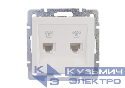 Розетка телефонная 2-м Rain RJ11 евро стандарт механизм бел. LEZARD 703-0288-138