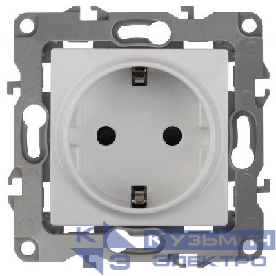 Розетка 1-м СП Эра12 12-2002-01 16А IP20 250В 2P+E Schuko защ. шторки механизм бел. Эра Б0036440