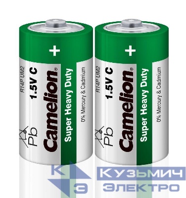 Элемент питания солевой C/R14 R14P-SP2G 1.5В SR-2 (уп.2шт) Camelion 1661