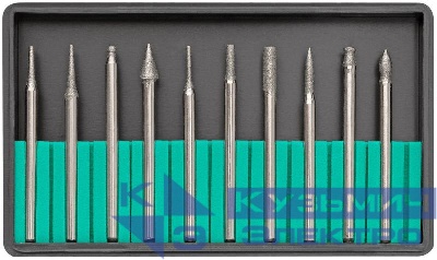 Шарошка усиленная сталь с алмазным напылением штифт 3мм 10шт FIT 36484