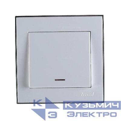 Выключатель 1-кл. СП Rain 10А IP20 с подсветкой бел. LEZARD 703-0202-111