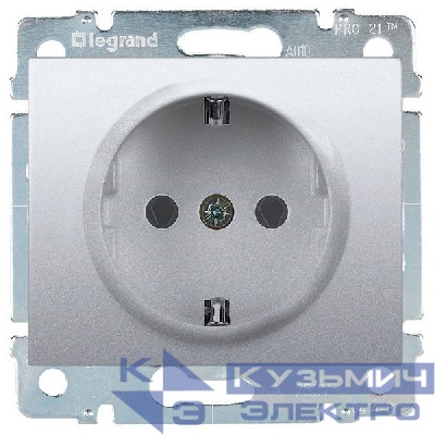 Розетка 1-м СП Galea Life 16А IP20 2P+E с заземл. защ. шторки немецк. стандарт с лицев. панелью механизм алюм. Leg 771363