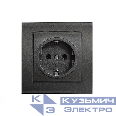 Розетка 1-м СП Бриллиант 16А IP20 с заземл. в сборе графит Universal 7947625-Gr