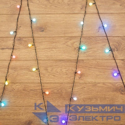 Гирлянда светодиодная "Шарики" 5м d18мм 30LED RGB 3.6Вт 220-240В IP20 провод ПВХ темн. зел. Neon-Night 303-549