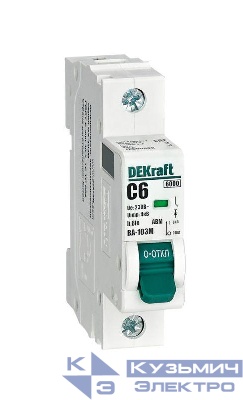 Выключатель автоматический модульный 1п C 6А 6кА ВА-103M без теплозащиты DEKraft 12500DEK