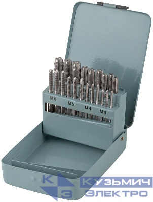 Метчики легированная сталь профи 21шт м3-М12 металлический кейс FIT 70801