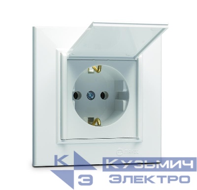 Розетка с/з и крышкой (Керамика) СП Karea 16А IP20 бел. Makel 56001009