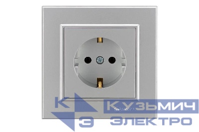 Розетка 1-м СП Karea 16А IP20 с/з сереб. Makel 56065028