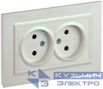 Розетка 2-м СП BRITE РС12-2-БрЖ 10А в сборе без заземл. без защ. шторок жемчуж. IEK BR-R20-10-K36-F