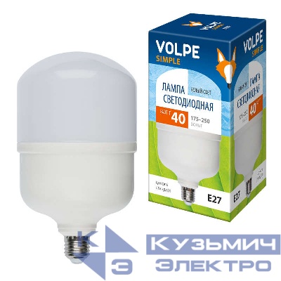 Лампа светодиодная LED-M80-40W/NW/E27 /FR/S Simple 40Вт матовая 4000К нейтр. бел. E27 (упак. картон) Volpe UL-00002905