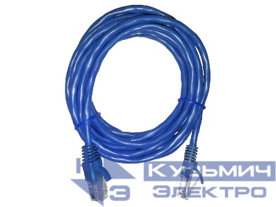 Патч-корд UTP4 cat 5e, 3,0м, ВС, LSZH, синий, литой коннектор NETKO Optima