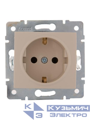 Розетка 1-м СП Karina с заземл. керамика механизм крем. LEZARD 707-0388-122