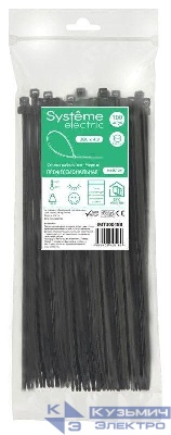 Стяжка кабельная 300х4.8 черн. (уп.100шт) SE IMT30048B